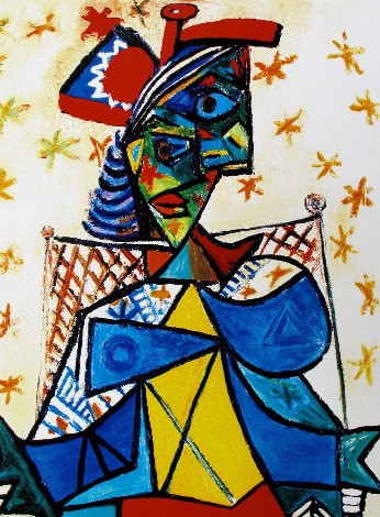 Seated Woman with Red and Blue Hat Limited Edition Print -  Picasso Estate Signed Editions
