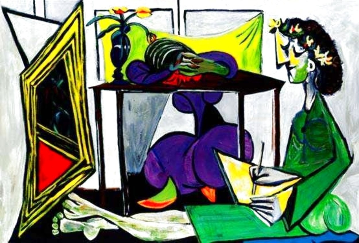 Interior with Girl Drawing Limited Edition Print by Picasso Estate Signed Editions Interior with Girl Drawing Limited Edition Print by Picasso Estate Signed Editions