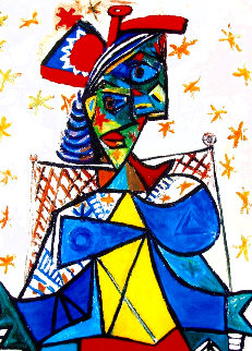 Seated Woman with Red and Blue Hat Limited Edition Print -  Picasso Estate Signed Editions
