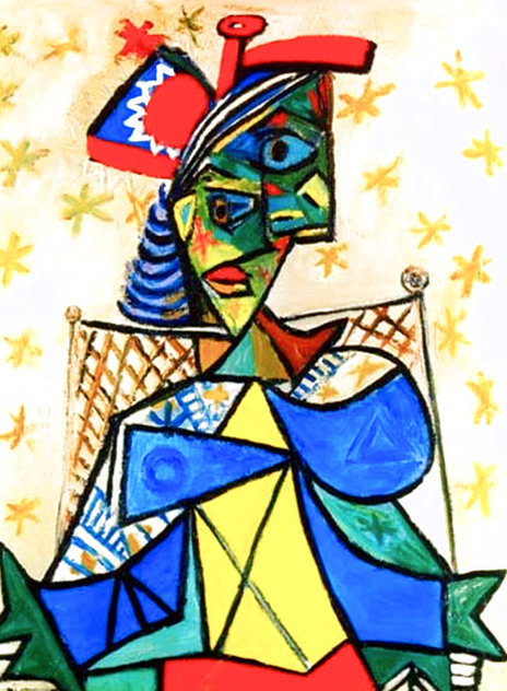 Seated Woman with Red and Blue Hat Limited Edition Print by  Picasso Estate Signed Editions