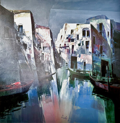 Venezia 2004 69x69 - Huge Mural Size - Signed Twice -  Italy Original Painting - Pietro Piccoli