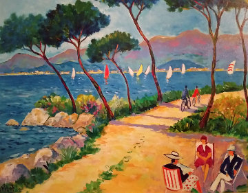 Dimanche Aux Iles De Lerins 2001 24x21 Original Painting - Jean Claude Picot Dimanche Aux Iles De Lerins 2001 24x21 Original Painting - Jean Claude Picot