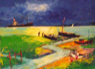 Cargo Au Clair De Lune 2012 21x24 Original Painting - Jean Claude Picot Cargo Au Clair De Lune 2012 21x24 Original Painting - Jean Claude Picot