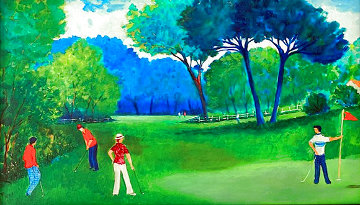 Le Golf a Cannes Embellished Limited Edition Print - Jean Claude Picot