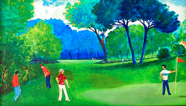 Le Golf a Cannes Embellished - France Limited Edition Print by Jean Claude Picot