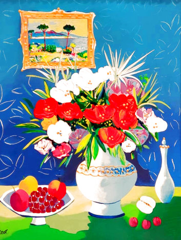 La Vase De Delft 2000 Embellished Limited Edition Print - Jean Claude Picot