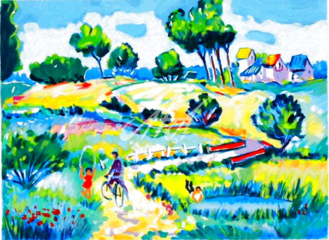 West Coast - Cycliste Dans Le Chemin EA 1995 - France Limited Edition Print - Jean Claude Picot