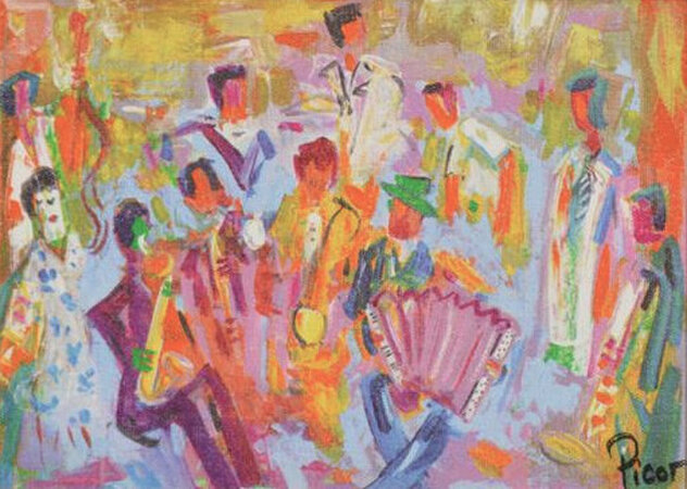 In the Mood 2004 - Framed Embellished Serigraph on Canvas by Jean Claude Picot
