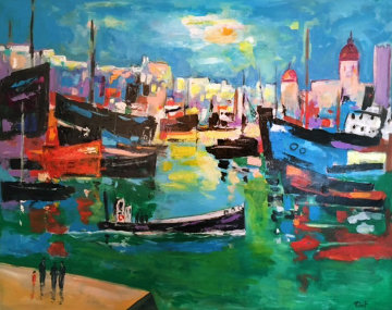 Matin Sur Le Port De Lavalette 2012 37x43 Original Painting - Jean Claude Picot Matin Sur Le Port De Lavalette 2012 37x43 Original Painting - Jean Claude Picot