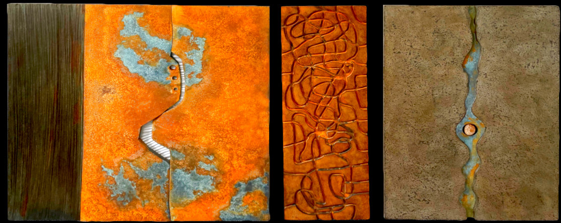 Art Amour Adventure 2 - Triptych Wood  Wall Sculpture - 2004 33x77 in - Huge Mural Size Other by Pascal Pierme