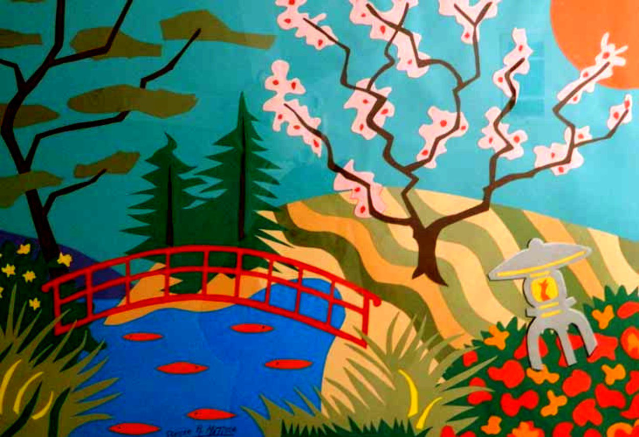 Cherry Blossom Bridge 26x36 Works on Paper (not prints) by Pierre Matisse Cherry Blossom Bridge 26x36 Works on Paper (not prints) by Pierre Matisse