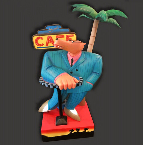 Sunset Cafe Wood Resin Sculpture 1990 27 in Sculpture - Markus Pierson