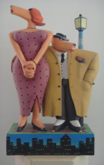 Gum Shoe and the Dame Wood Sculpture 1989 24 in Sculpture - Markus Pierson Gum Shoe and the Dame Wood Sculpture 1989 24 in Sculpture - Markus Pierson