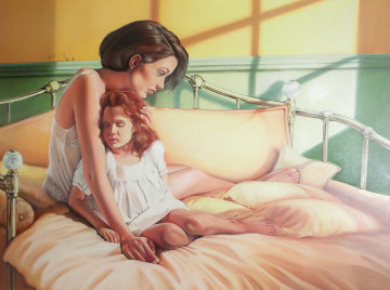 Mother And Daughter 1992 35x43 Original Painting - Patrick Pierson Mother And Daughter 1992 35x43 Original Painting - Patrick Pierson