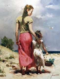 Seaside Walk AP 2010 Embellished Limited Edition Print - Pino Seaside Walk AP 2010 Embellished Limited Edition Print - Pino