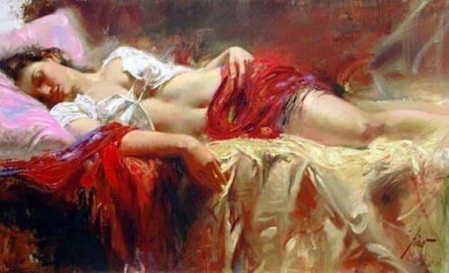 Restful 2005 - Embellished Giclee on Canvas by  Pino