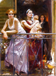 Waiting on the Balcony AP 2002 Embellished Limited Edition Print - Pino Waiting on the Balcony AP 2002 Embellished Limited Edition Print - Pino