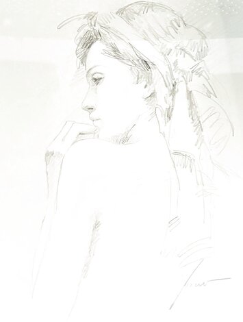 Untitled Woman Portrait 30x26 Drawing -  Pino