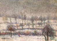l'Hiver a Athis Pastel 1980 10x15 Works on Paper (not prints) by H. Claude Pissarro - 0 l'Hiver a Athis Pastel 1980 10x15 Works on Paper (not prints) by H. Claude Pissarro - 0