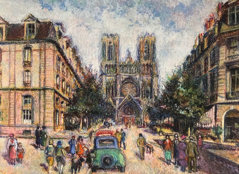 La Rue Libergier a Reims 1982 15x20 - Paris, France - Notre Dame Drawing - H. Claude Pissarro