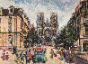 La Rue Libergier a Reims 1982 15x20 - Paris, France - Notre Dame Drawing by H. Claude Pissarro - 0