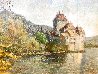 Le Chateau De Chillon Pastel 30x25 Montreax - Suisse - Switzerland Works on Paper (not prints) by H. Claude Pissarro - 0
