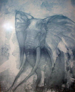 Elephant Watercolor 30x24 Watercolor - John Pitre