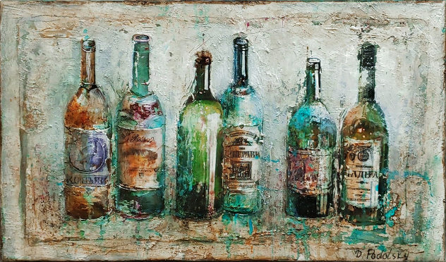 Faded Bottles 18x30 Original Painting by Dina Podolsky