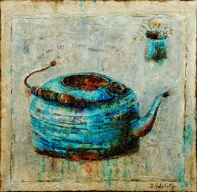 Blue Kettle 30x30 Original Painting by Dina Podolsky