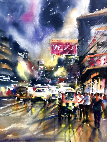 Streets of Bangkok 2004 39x31 - Thailand Original Painting - Attasit Pokpong