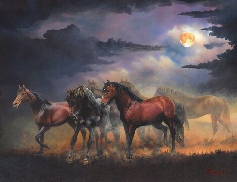 Moon Dancers 76x62 Huge Mural Size - 76x62 Original Painting - J.F. Policky