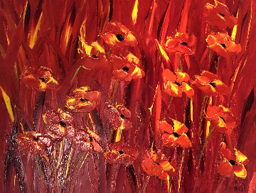 Untitled Floral Painting 51x51 Super Huge Original Painting - Jaline Pol Untitled Floral Painting 51x51 Super Huge Original Painting - Jaline Pol