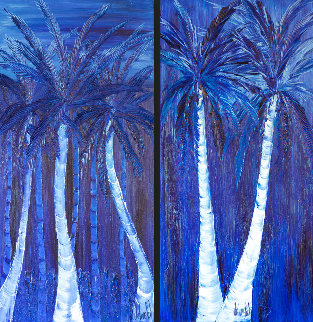 Night Under the Tropics - Set of 2 Paintings 72x38 Original Painting - Jaline Pol Night Under the Tropics - Set of 2 Paintings 72x38 Original Painting - Jaline Pol