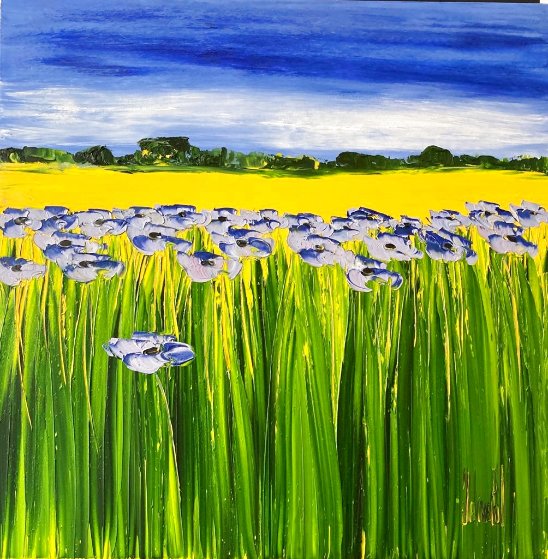 Perles D'été 32x32 Original Painting by Jaline Pol Perles D'été 32x32 Original Painting by Jaline Pol
