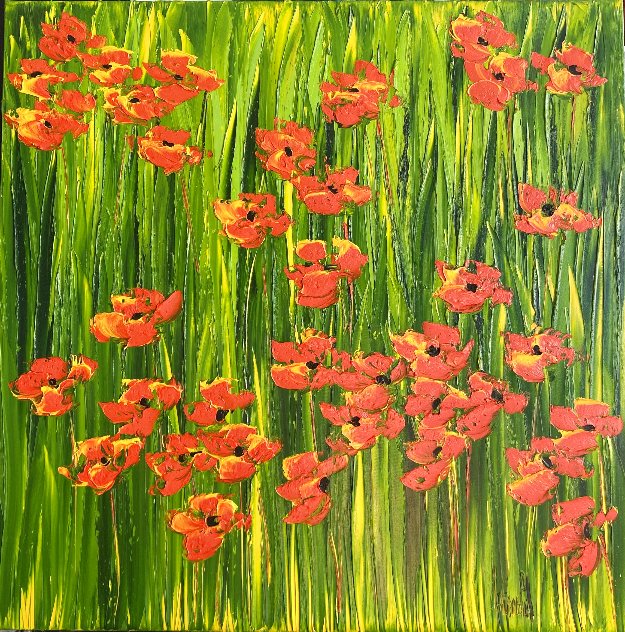 Sonates Pour Quelques Fleurs 2017 40x40 - Huge Original Painting by Jaline Pol