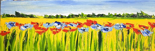 Doux Parfum Du Printemps 2013 36x12 Original Painting - Jaline Pol