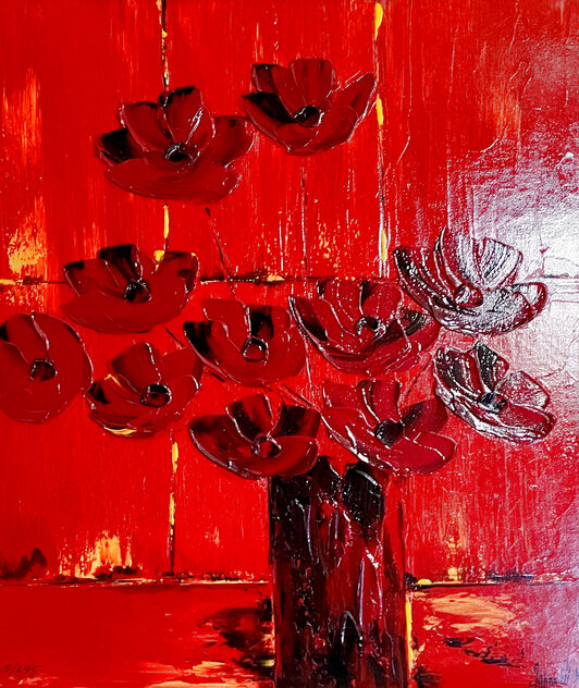 Untitled Floral Abstract Embellished Giclee on Canvas Limited Edition Print by Jaline Pol Untitled Floral Abstract Embellished Giclee on Canvas Limited Edition Print by Jaline Pol