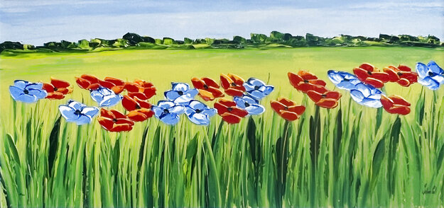 Par Lun L'Salles 2010 34x58 - Oil on Canvas - Huge Original Painting - Jaline Pol