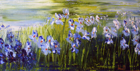 They are Bathing in the Joy of Life 2005 32x58 - Huge - Signed Twice Original Painting - Jaline Pol