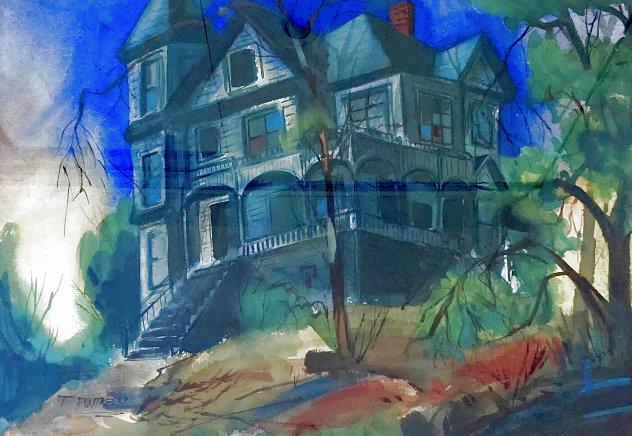 Old House Highland Park Watercolor 28x36 - California Watercolor by Tino Pontrelli