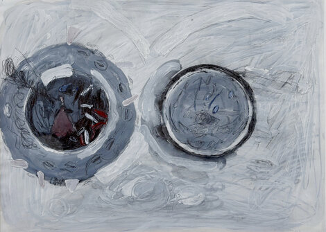 Untitled Abstract 1977 36x38 Mixed Media Original Painting - Katherine Porter