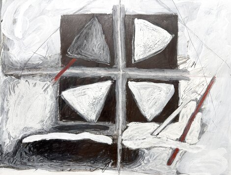 Untitled Abstract 1977 24x21 Mixed Media Original Painting - Katherine Porter
