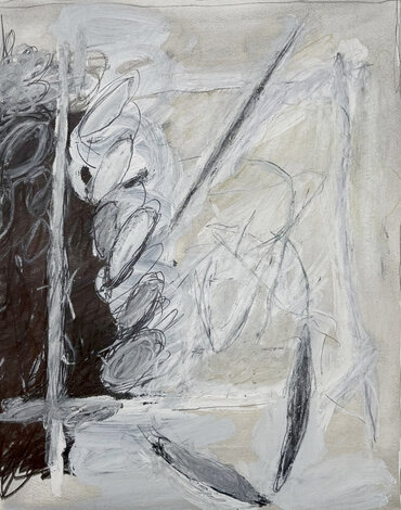 Untitled Abstract 1977 19x16 Mixed Media Original Painting - Katherine Porter