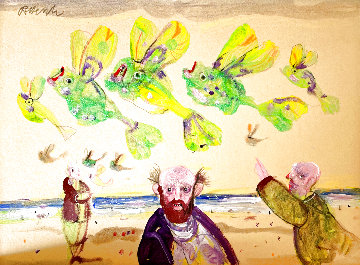 Flying Fish 2008 17x22 Original Painting - Antonio Possenti Flying Fish 2008 17x22 Original Painting - Antonio Possenti