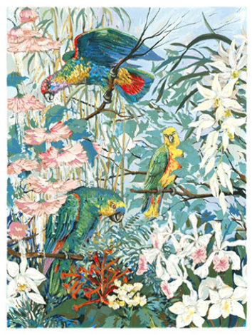 Parrots and Hibiscus 1985 Limited Edition Print - John Powell