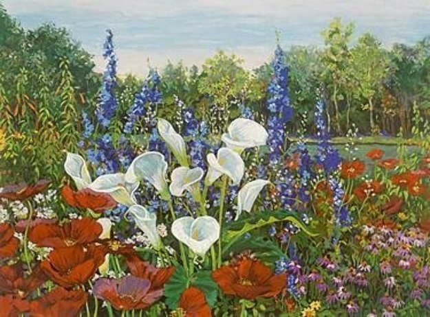 John Powell floral landscape , Riverwood Garden, print by John