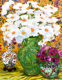 Green Dragon & Matilijas 37x31 Original Painting - John Powell Green Dragon & Matilijas 37x31 Original Painting - John Powell