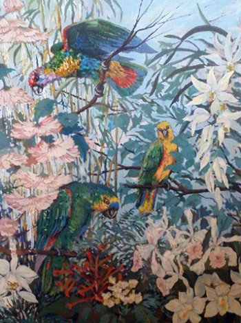 Parrots And Hibiscus AP 1985 Limited Edition Print - John Powell