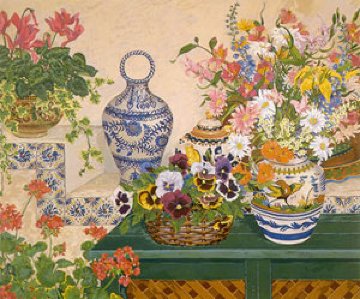 Pansy Basket 1988 Limited Edition Print - John Powell Pansy Basket 1988 Limited Edition Print - John Powell