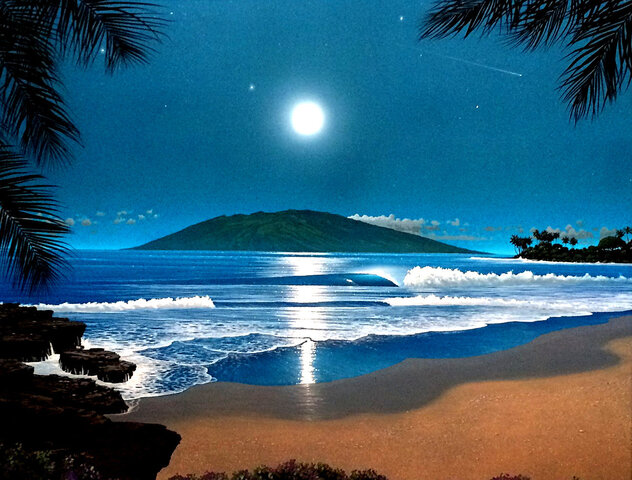 Wailea Moonrise 2003 Hawaii by Steven Power
